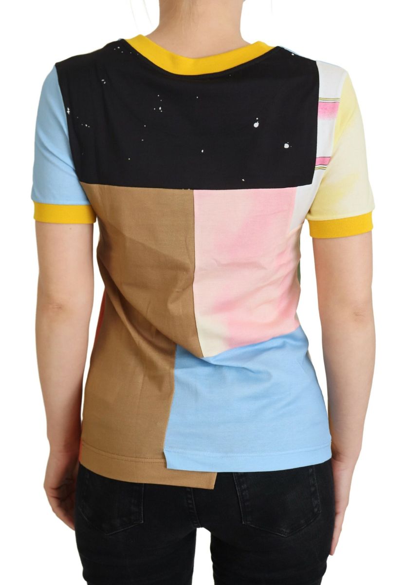 Patchwork-Baumwoll-T-Shirt mit Grafik-Print