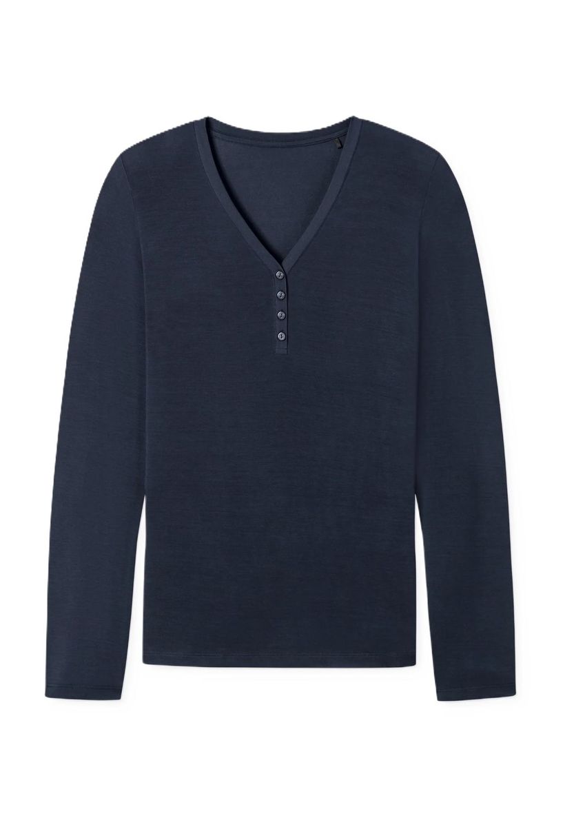 Langärmliges Henley-Loungewear-Oberteil