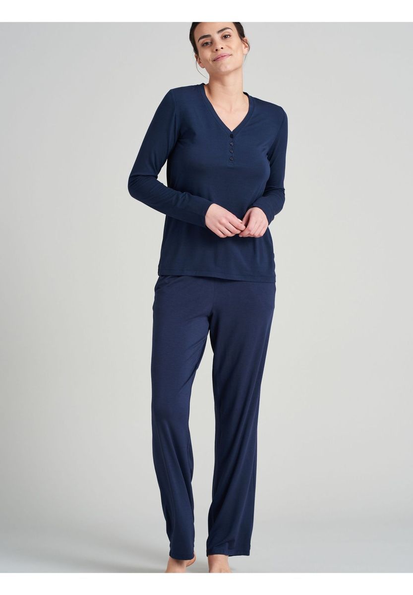 Langärmliges Henley-Loungewear-Oberteil