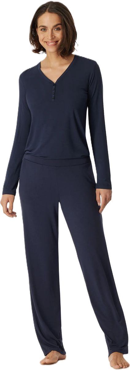 Langärmliges Henley-Loungewear-Oberteil