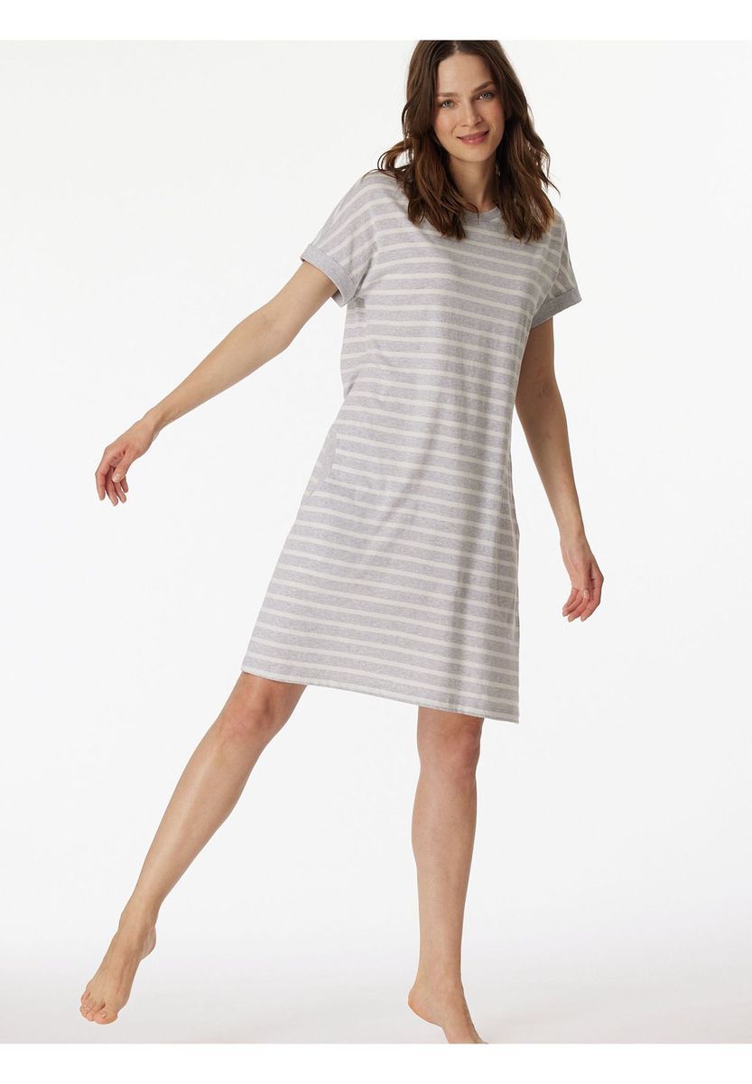 Gestreiftes Sleepshirt aus Baumwoll-Jersey