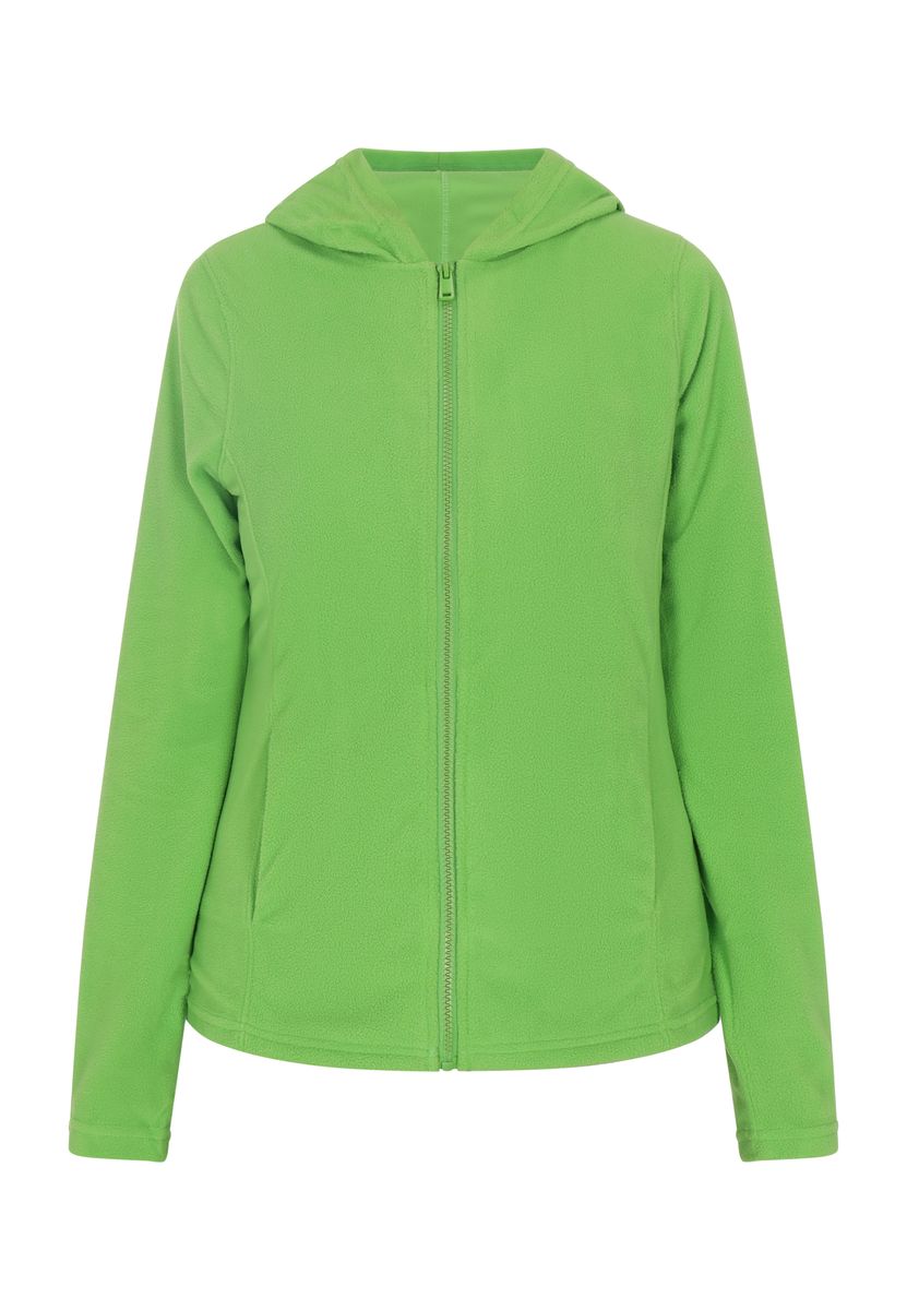 Fleecejacke mit Kapuze und Reißverschluss