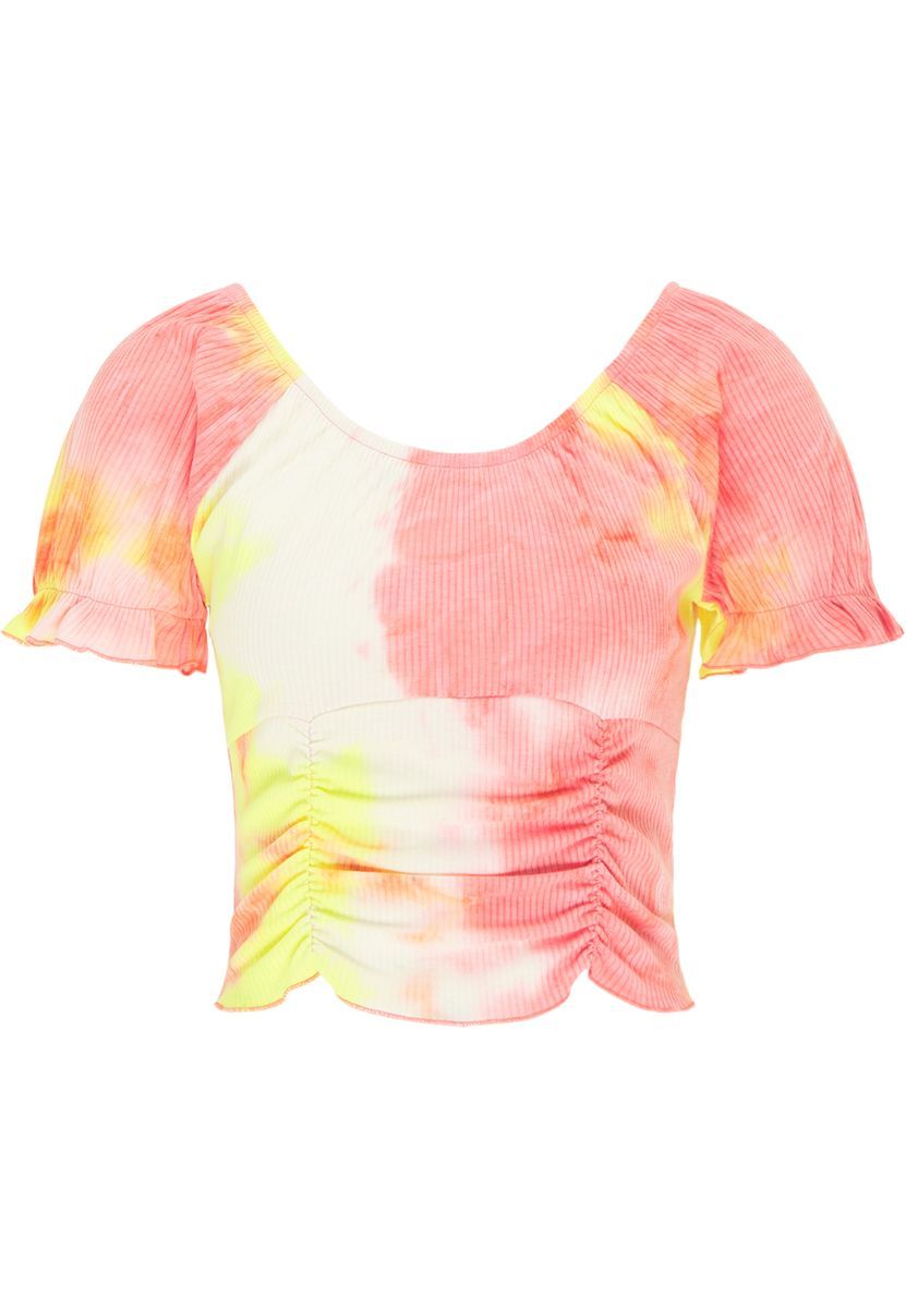 Gerafftes Ripp-Batik-Crop