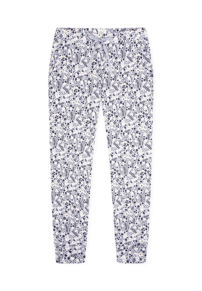 Loungehose mit filigranem Blumenmuster