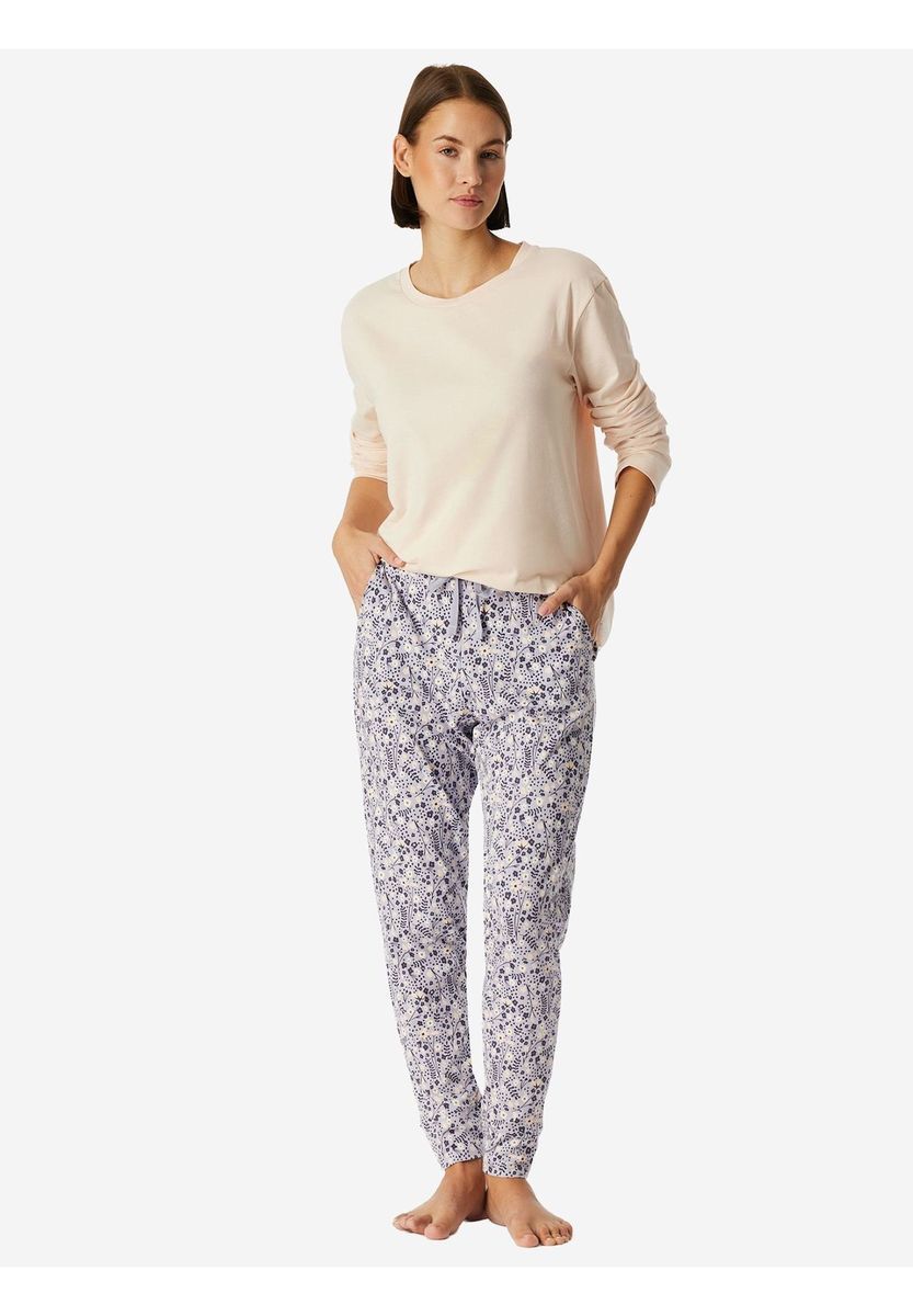 Loungehose mit filigranem Blumenmuster