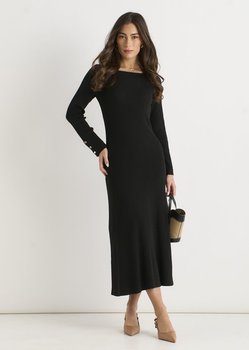 Elegantes Rippstrick-Midikleid