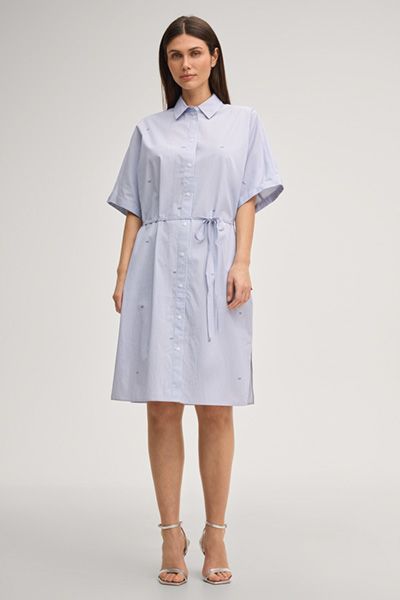 Gestreiftes Hemdblusenkleid mit Gürtel