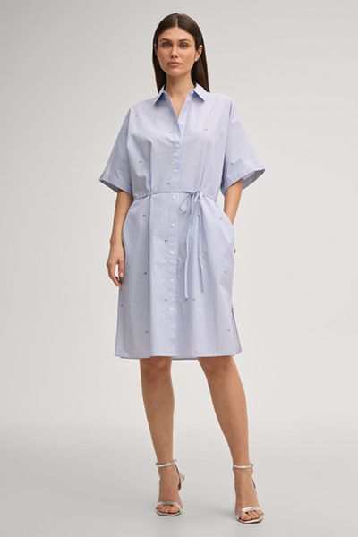 Gestreiftes Hemdblusenkleid mit Gürtel