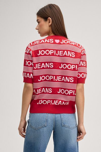 Kurzärmeliges Logo-Jacquard-Stricktop