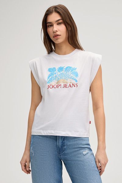 Grafik-T-Shirt mit angeschnittenen Ärmeln