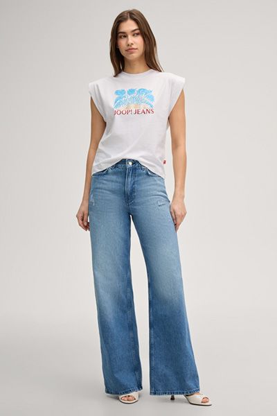 Grafik-T-Shirt mit angeschnittenen Ärmeln