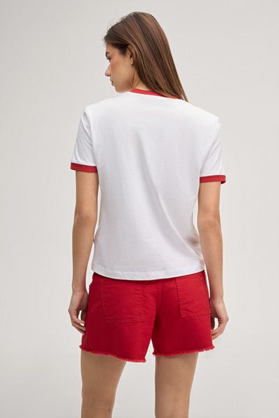 Retro-T-Shirt mit Kontrastbündchen