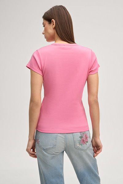 T-Shirt aus Baumwollmix mit Glitzerschrift