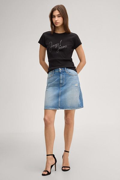 T-Shirt mit Glitzer-Logo-Schriftzug