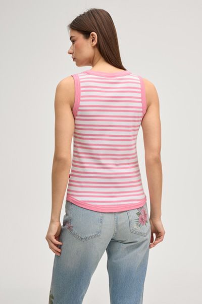 Gestreiftes Rippen-Tanktop mit Logo