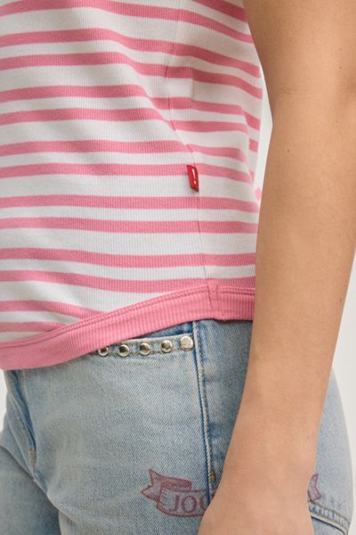 Gestreiftes Rippen-Tanktop mit Logo