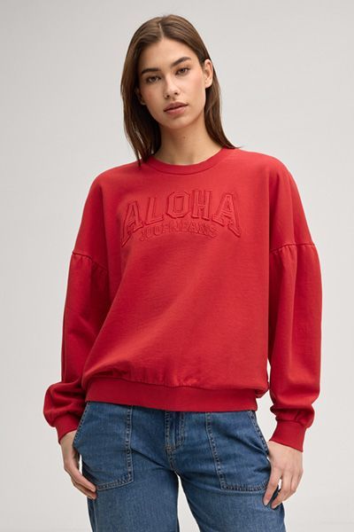 Lockeres Baumwoll-Sweatshirt mit Logoprägung