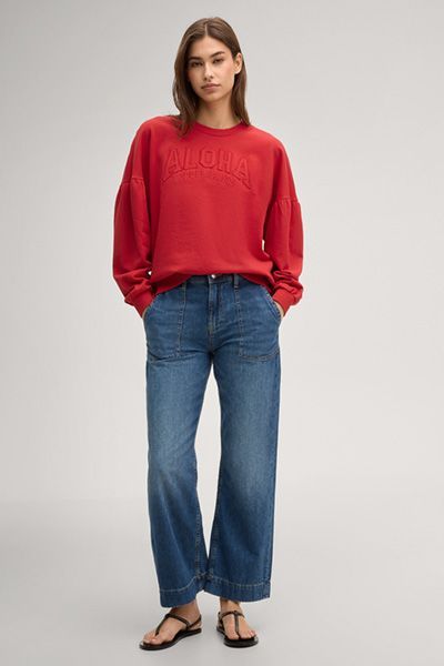 Lockeres Baumwoll-Sweatshirt mit Logoprägung