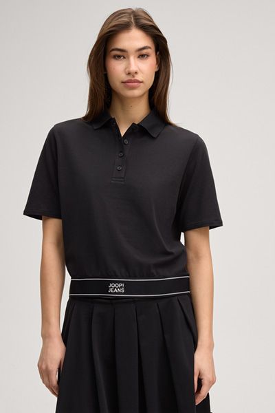 Cropped-Poloshirt mit Logo-Bund