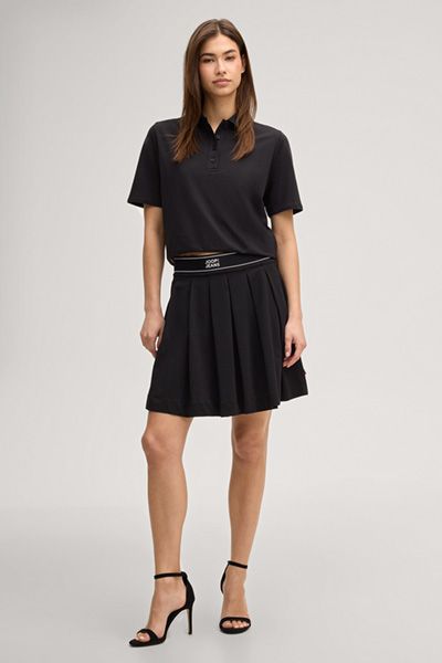 Cropped-Poloshirt mit Logo-Bund