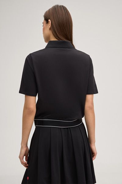 Cropped-Poloshirt mit Logo-Bund