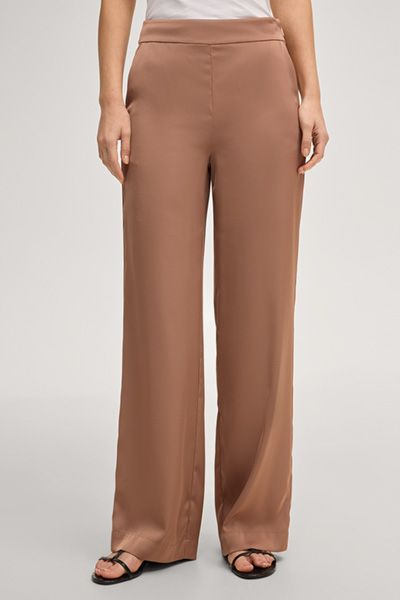 Hoch taillierte Satinhose mit weitem Bein