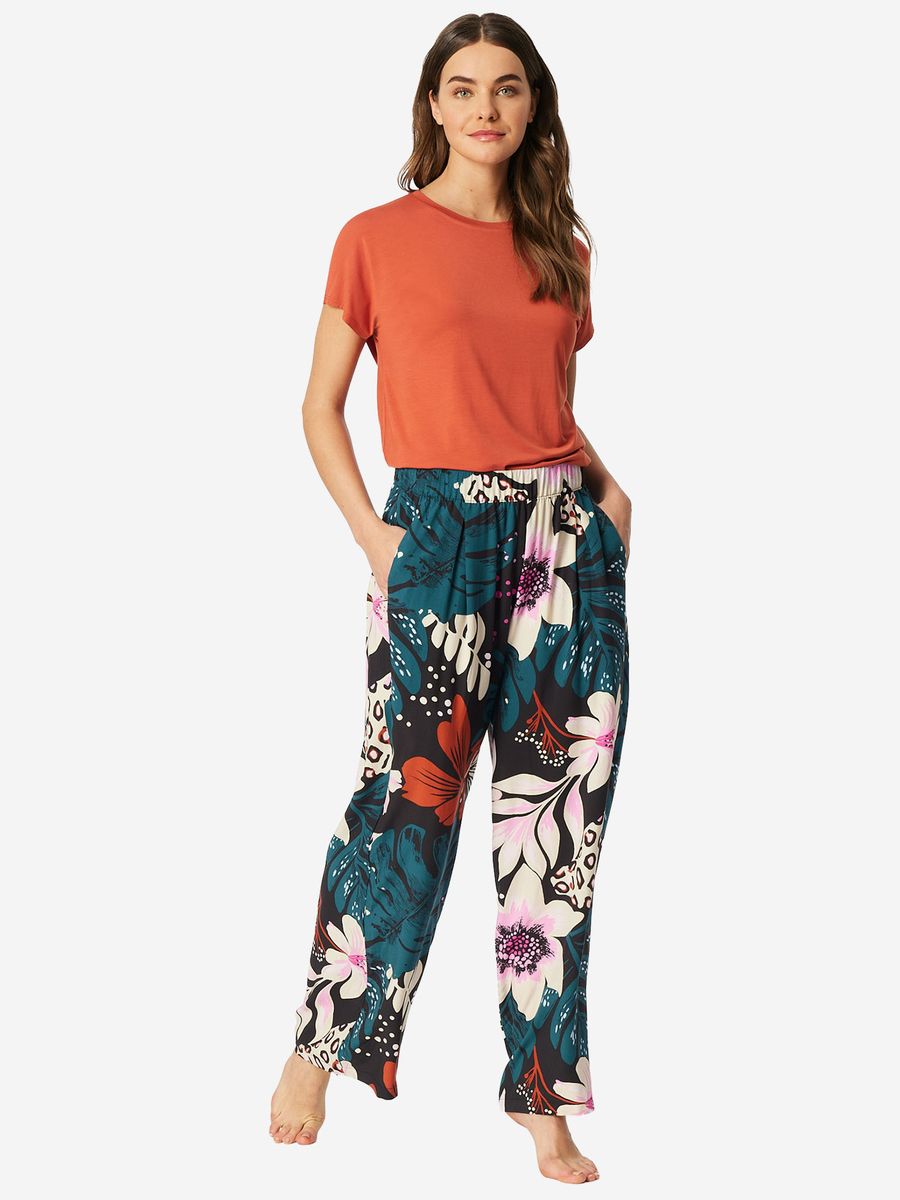 Weite Lounge-Hose mit botanischem Print