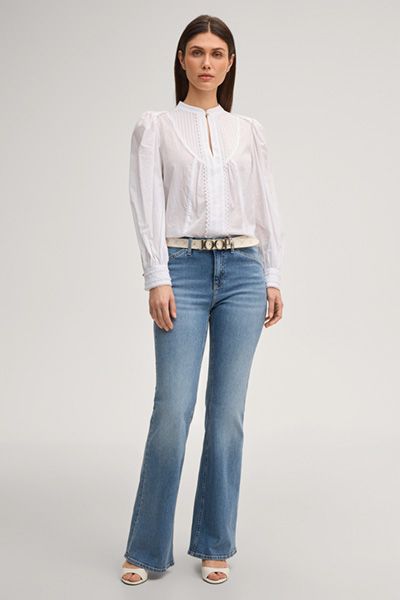 Bestickte Baumwollbluse mit Plissee-Details