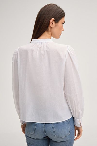 Bestickte Baumwollbluse mit Plissee-Details