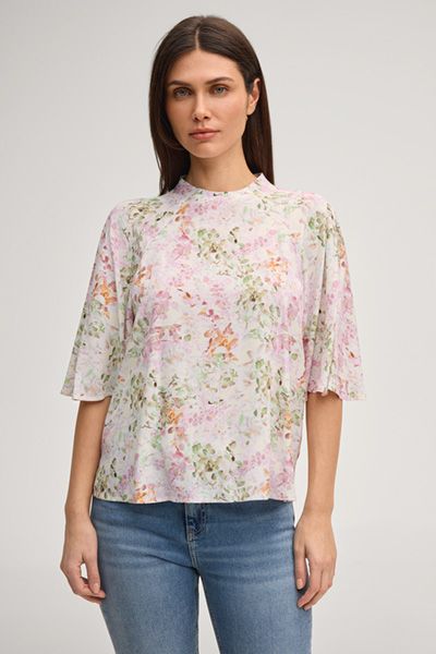 Florale Viskosebluse mit Raglanärmeln