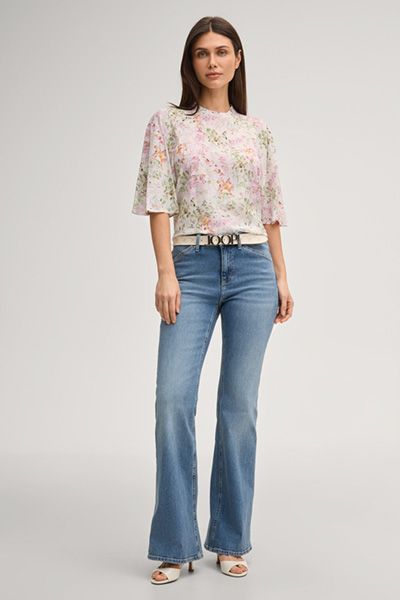 Florale Viskosebluse mit Raglanärmeln
