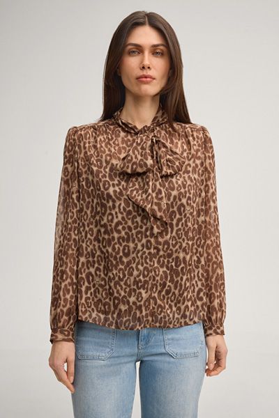 Elegante Schluppenbluse mit Leopardenmuster