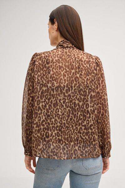 Elegante Schluppenbluse mit Leopardenmuster