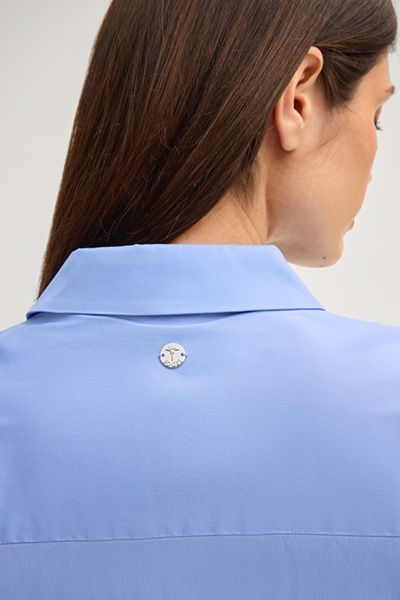 Kurzärmlige Baumwollbluse mit V-Ausschnitt
