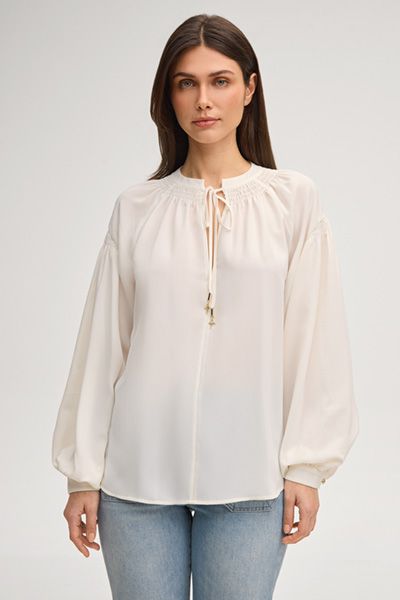 Geraffte Bluse mit Raglanärmeln