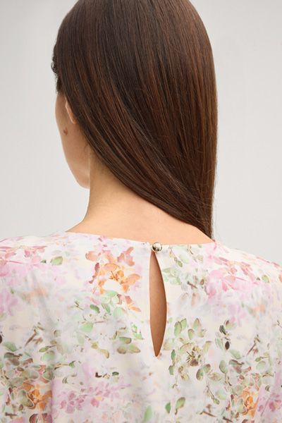 Florales Viskose-Midikleid mit Knotendetail