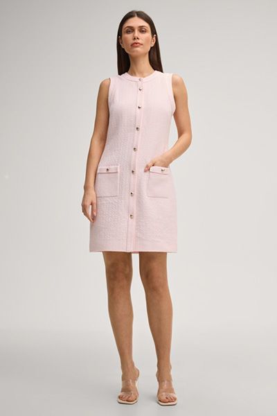 Ärmelloses Bouclé-Kleid mit Knopfleiste