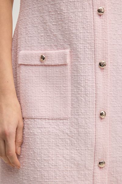 Ärmelloses Bouclé-Kleid mit Knopfleiste