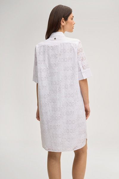 Hemdblusenkleid mit Logo-Lochstickerei