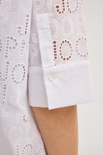 Hemdblusenkleid mit Logo-Lochstickerei
