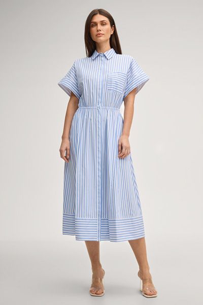 Gestreiftes Hemdblusenkleid aus Baumwollmischung