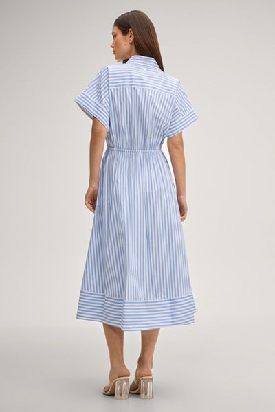 Gestreiftes Hemdblusenkleid aus Baumwollmischung