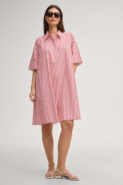 Gestreiftes Hemdblusenkleid in A-Linie