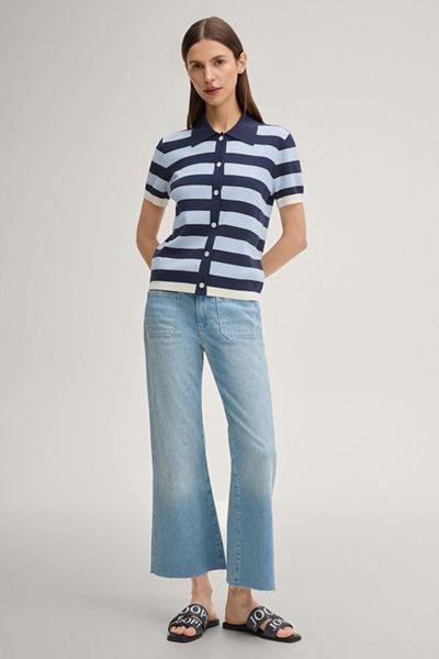 Gestreiftes Feinstrick-Poloshirt