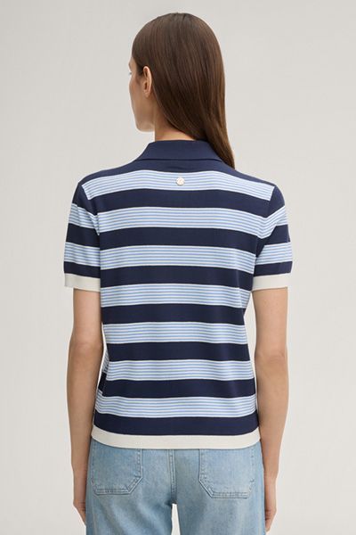 Gestreiftes Feinstrick-Poloshirt