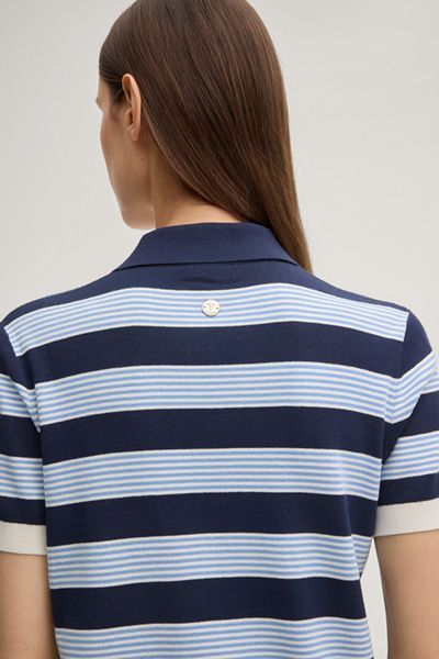 Gestreiftes Feinstrick-Poloshirt