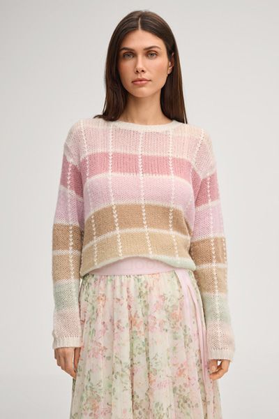 Karierter Strickpullover mit Alpaka-Wolle