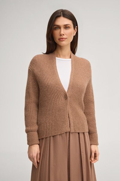 Rippstrick-Cardigan aus Alpaka-Mix