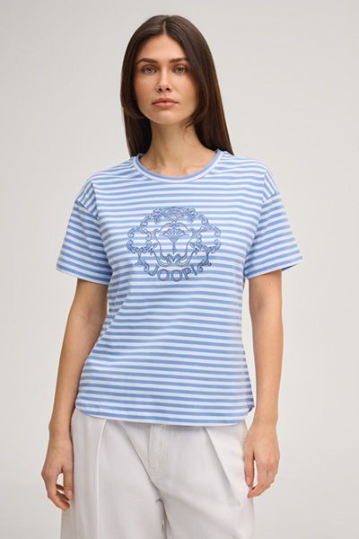 Gestreiftes T-Shirt mit Logo-Print