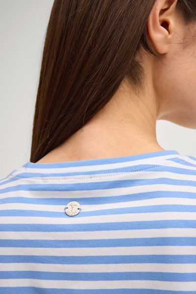 Gestreiftes T-Shirt mit Logo-Print
